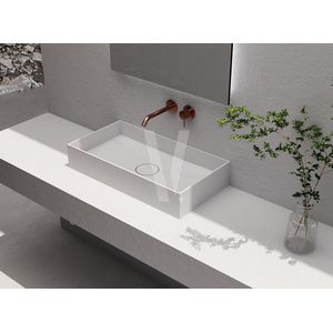 Solid Store Donna Matte - Luxe opbouw waskom - Rechthoekig - 80 x 38cm - Mat Wit - Solid Surface - Minimalistisch design - Modern design