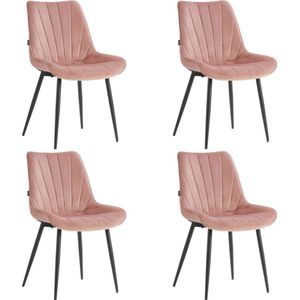 Colenis® - Lesedi Eetkamerstoel - Set Van 4 - Roze - Velvet