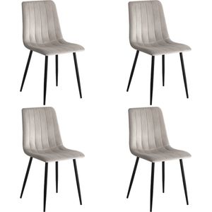 Colenis® - Eline Eetkamerstoel - Set Van 4 - Beige - Fluweel - Comfortabel en Modern Design - Metalen Poten - Voor Eetkamer, Woonkamer, Keuken