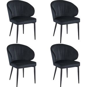 Colenis® - Elise Eetkamerstoel - Set Van 4 - Roze - Velvet - Fluweel - Industrieel