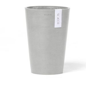 Ecopots Pisa 14 - White Grey - Ø14 x H20 cm - Ronde witgrijze bloempot / plantenpot