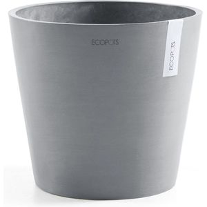 Ecopots Amsterdam 30 + Water Reservoir - Blue Grey - Ø30 x H25,9 cm - Ronde blauwgrijze bloempot / plantenpot met waterreservoir