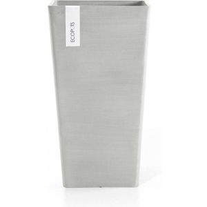 Ecopots Rotterdam Mid High 56 - White Grey - 31 x H56,5 cm - Vierkante witgrijze bloempot / plantenbak