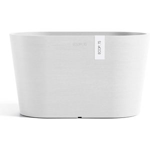 Ecopots Tokyo 30 - Pure White - 30 x 17 x H17 cm - Ovalen witte bloempot met waterreservoir