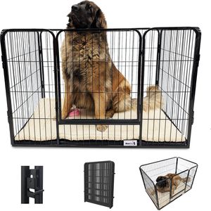 MaxxPet Puppyren - Hondenbench - Puppykennel - Hondenren - 93X61X63 cm - Antraciet/Zwart - Incl. Plaid