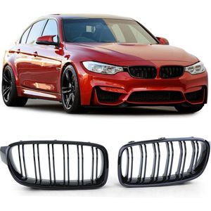 GRILL NIEREN COMPATIBEL MET BMW 3 SERIE F30 - F31 GLANZEND ZWART