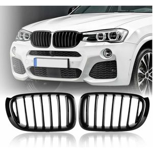 Grill geschikt voor BMW x3 & x4 f25 f26 LCI glanzend zwart enkele spijlen