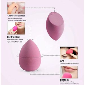 Make-up Spons Set – 4 stuks – Beauty Blenders – Foundation & Poeder Spons – Roze – Latexvrij