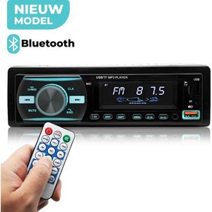 Autoradio met Bluetooth voor alle auto's - USB, AUX en Handsfree - Afstandsbediening - Verlicht - Enkel DIN Auto Radio met Ingebouwde Microfoon - Nederlandse Handleiding