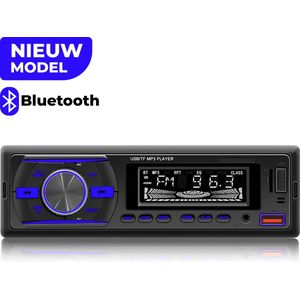 Autoradio met Bluetooth voor alle auto's - USB, AUX en Handsfree - Afstandsbediening - Verlicht - Enkel DIN Auto Radio met Ingebouwde Microfoon - Nederlandse Handleiding