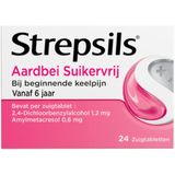 Strepsils Keelverzorging Aardbei Suikervrij - 24 tabletten