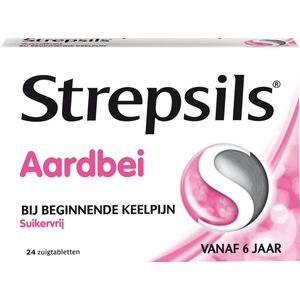 Strepsils Keelverzorging Aardbei Suikervrij - 24 tabletten