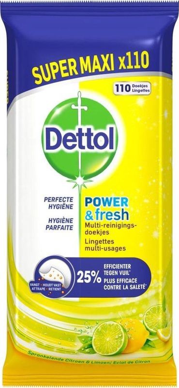 Dettol - Power & Fresh - Multi-Reinigingsdoekjes - Citrus - Zonder Bleekmiddel