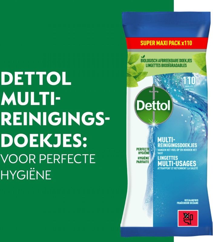 Dettol - Ocean Fresh - Multi-Surface Antibacteriële Doekjes - 110 Doekjes