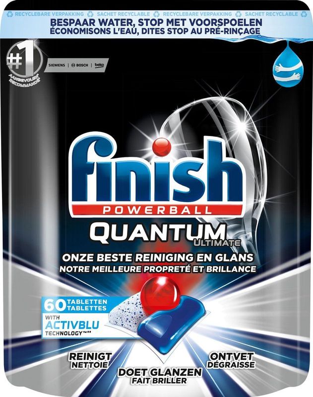 Finish Quantum Ultimate Active Blue Regular Vaatwastabletten - 60 Tabs