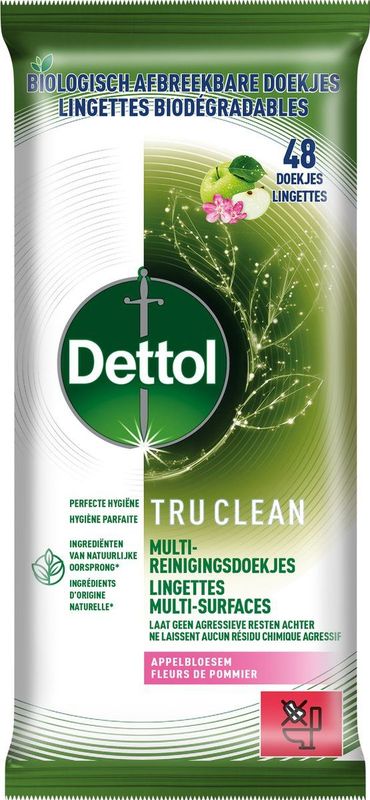 Dettol - Reinigingsdoekjes - Bio Afbreekbaar - Appelbloesem - 48 Stuks
