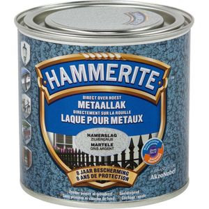 Hammerite Metaallak Hamerslag - Zilver Grijs - Zilver Grijs - 250 ml - 10 m²/l