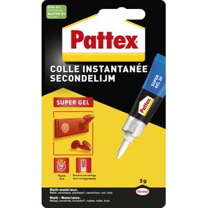 Pattex Secondelijm Super Gel 3 G - Geen Druppels en Vlekken - Niet Afdruipend - Verticaal Lijmen