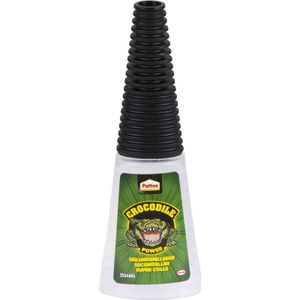 Pattex Crocodile Power secondelijm, extra sterke superlijm, sneldrogende allijm voor metaal, hout en meer, waterafstotend en transparant 1 x 10g transparant