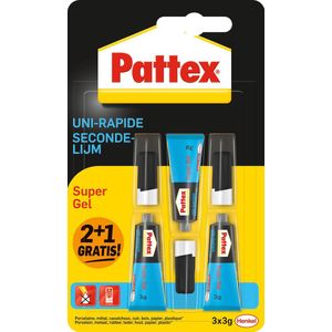 Pattex Super Gel 2+1 Stuks - Geen Druppels en Vlekken - Niet Afdruipend - Verticaal Lijmen