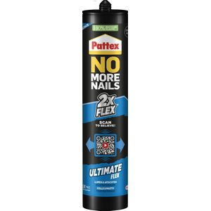 Pattex No More Nails Flex Zwart 390 g Bouwkit | Montagekit voor Flexibel Gebruik | Trap & Houtwerken Binnenhuis.