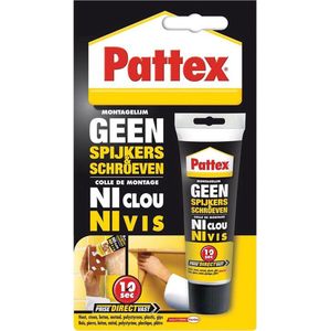 Pattex montagelijm Geen Spijkers & Schroeven, tube van 50 g, op blister 12 stuks