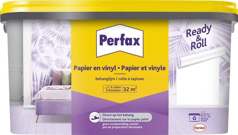 Perfax Ready & Roll Behanglijm Papier & Vinyl 4,5 | Eenvoudig en Snel Behangen | Voor Papier en Vinyl .