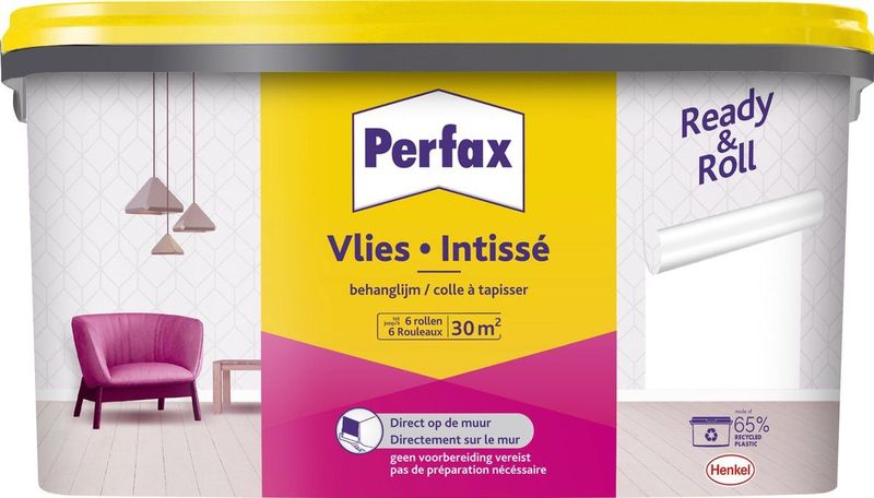 Perfax Ready&Roll Behanglijm 4.5 Kg | Vliesbehang Behangplaksel | Behanglijm Transparant | Alle ondergronden Behanglijm.