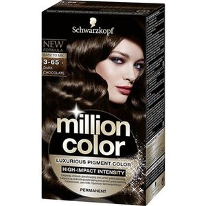 Schwarskopf - Million Color 3-65 - Haarverf Donker Bruin Chocolade - Nieuwe Formule - Luxurious Pigment Color - High Impact Intensity - Langdurige Kleurglans & Perfecte Grijsdekking - 1 Stuk