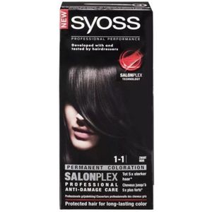 Syoss Color 1-1 zwart permanente haarkleuring 1 stuk