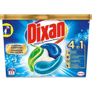 Dixan Discs - Wasmiddelcapsules en Vlekverwijderaar - Extreme Power - Witte, Gekleurde & Zwarte Was - 17 Wasbeurten