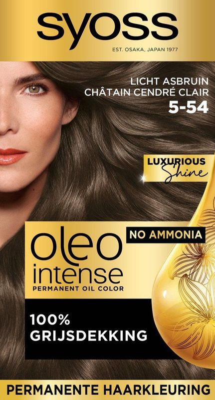 Syoss Oleo Intense - 5-54 Licht Asbruin - Permanente Haarverf - Haarkleuring - 1 stuk