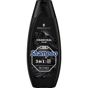 Schwarzkopf - Shampoo - 3 in 1 Charcoal +Clay - Diep Reinigend - 400ml