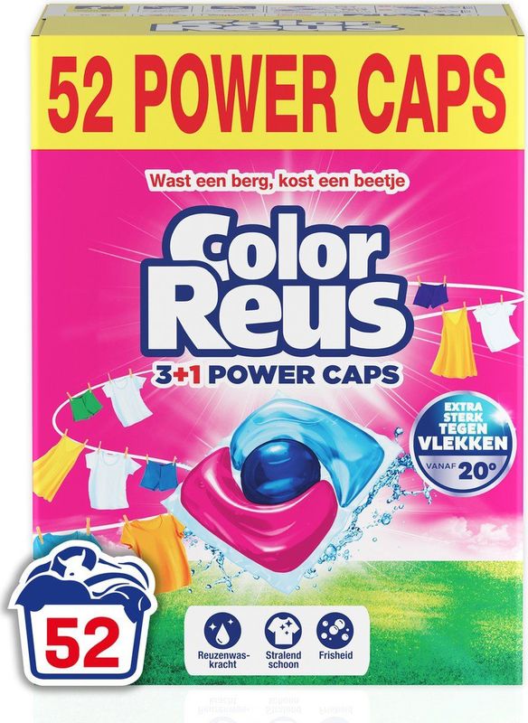 Color Reus Power Caps Wascapsules - Wasmiddel Capsules - Voordeelverpakking - 52 wasbeurten