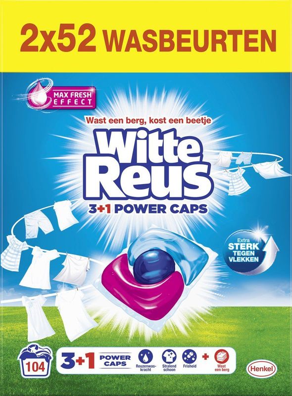 Witte Reus Power Caps - Wascapsules - Voordeelverpakking 2x52 Wasbeurten