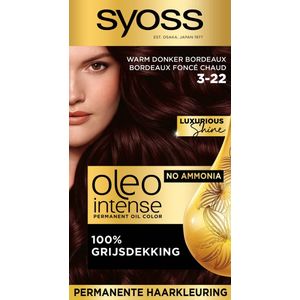 Syoss Oleo Intense - 3-22 Warm Donker Bordeaux - Permanente Haarverf - Haarkleuring - 1 stuk