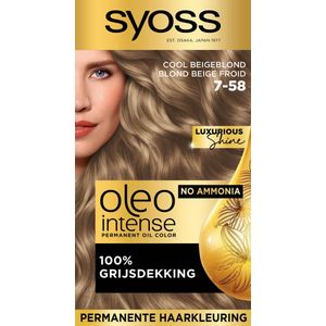 Syoss Oleo Intense - 7-58 Cool Beigeblond - Permanente Haarverf - Haarkleuring - 1 stuk