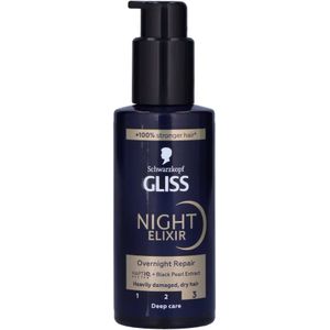 Schwarzkopf Gliss Night Elixir Ultimate Repair Overnight Repair Haarmasker Serum Sterk beschadigd haar