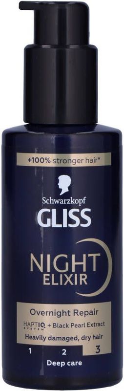 Schwarzkopf - Gliss Night Elixir - Haarserum - 100 ml - Nacht Elixir - Herstelt Beschadigd Haar