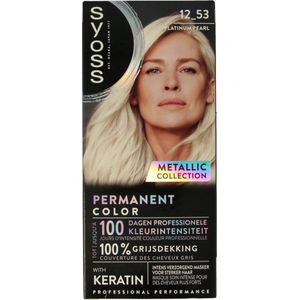 SYOSS Permanent Coloration 12-53 - Haarverf - Permanente Haarkleuring - Platinum Pearl – Grijsdekking – Vermindert Haarbreuk - 1 Stuk