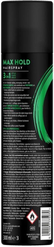 Syoss - Hairspray max hold - Haarlak - 3 in 1 formule - Met Vitaminecomplex