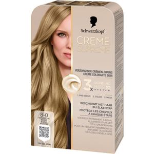 Schwarzkopf Creme Supreme 8-0 Natuurlijk Blond Verzorgende Crèmekleuring - 1+1 Gratis