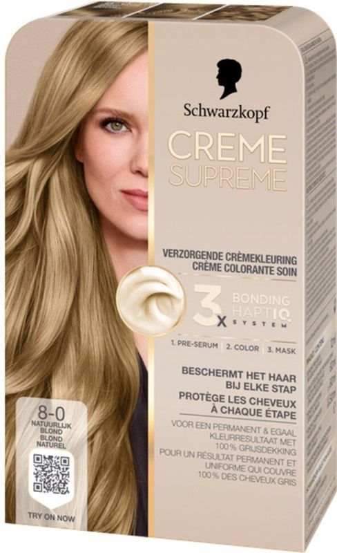 Schwarzkopf - CREME SUPREME 8-0 - Haarkleuring - Natuurlijk Blond - 245g