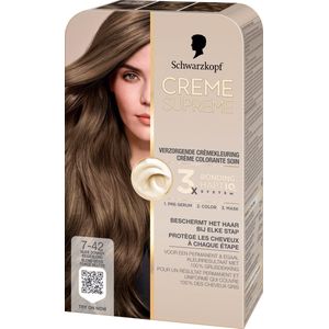 Schwarzkopf - CREME SUPREME 7-42 - Haarkleuring - Nude Donker Beigeblond - Permanente Haarverf - 245g