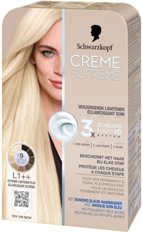 Schwarzkopf - CREME SUPREME L1++ - Haarkleuring - Extreme Lightener Plus - Permanente Haarverf - Beschermt en Versterkt - Grijsdekking - 245g
