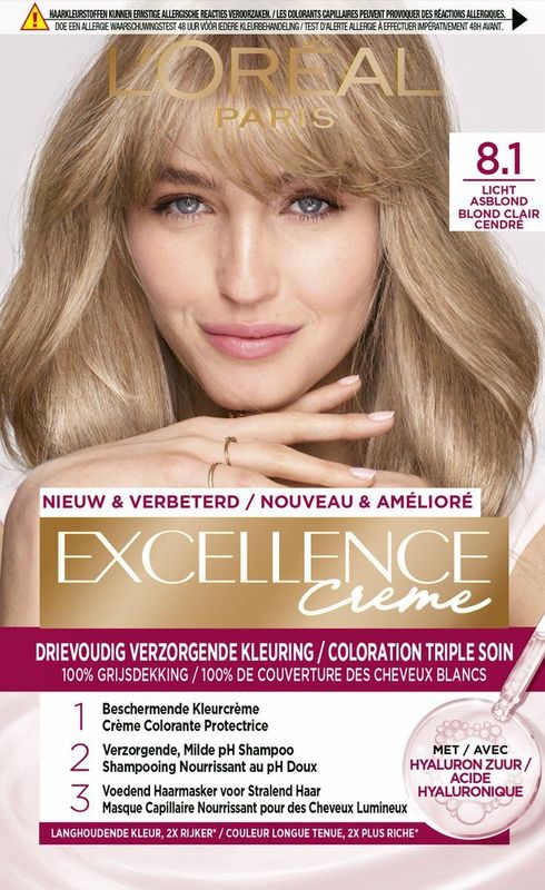 L’Oréal Paris - Excellence Crème - Haarverf - Licht Asblond - Permanente Kleuring