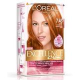 L’Oréal Paris Excellence Crème 7.43 Goud Koperblond - Bevat beschermende crèmekleuring, zachte pH shampoo en een voedend haarmasker - Drievoudige verzorging met hyaluronzuur