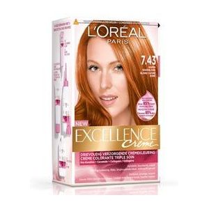 L'Oréal Paris Excellence Crème 7.43 Koper Goudblond Haarkleuring - 1+1 Gratis