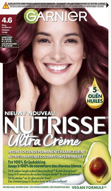 Garnier - Nutrisse Ultra Crème - Haarverf - Diep Rood Middenbruin - Voedende Formule