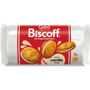 Lotus Biscoff gevulde speculoos, display van 16 stuks met 5 koekjes, 50 g, vanille